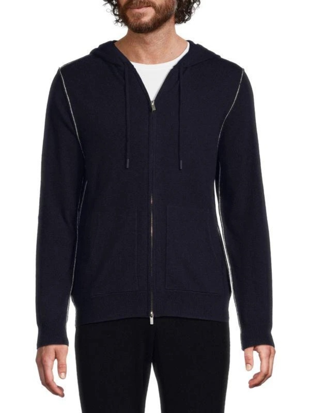 NAADAM Cashmere Blend Zip Hoodie Navy Full Zip Sweater Men’s Small